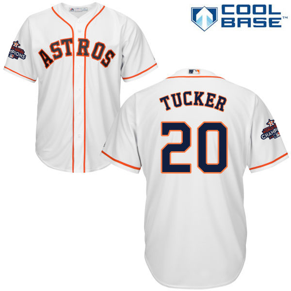 Astros #20 Preston Tucker White Cool Base World Series Champions Stitched Youth MLB Jersey